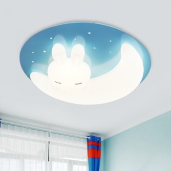 Lustra LED copii design iepuras si luna telecomanda wi-fi alb rece cald si neutru