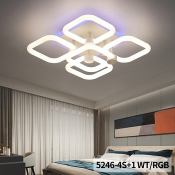 Lustra LED cu 5 patrate lumina 360 grade RGB telecomanda 2.4G alb variabil