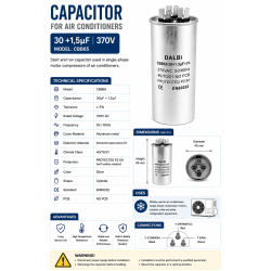 Condensator aparat aer conditionat 30+1.5uF CBB65