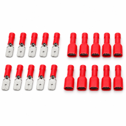 Papuci auto terminali izolati rosii 6.3mm, M+T, set 20 bucati