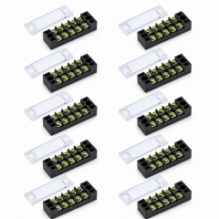 Regleta electrica 5 poli 15A 600V, cu capac, TB-1505, set 10 bucati