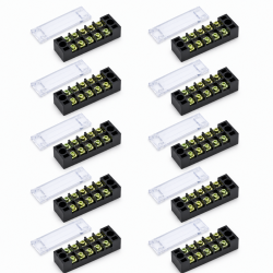 Regleta electrica 5 poli 15A 600V, cu capac, TB-1505, set 10 bucati