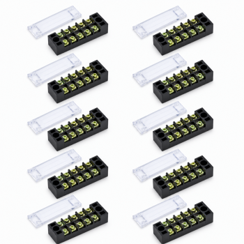 Regleta electrica 5 poli 15A 600V, cu capac, TB-1505, set 10 bucati