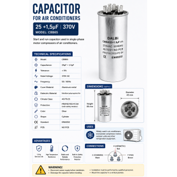 Condensator aparat aer conditionat 25+1.5uF CBB65