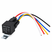 Releu auto 12V 40A JD1914, 5 pini, soclu cu 5 fire 16cm