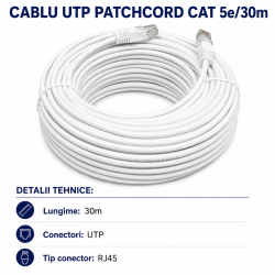 Cablu cat 5e UTP Patchcord 30m RJ45 tata internet