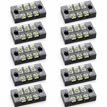 Regleta electrica 3 poli 25A 600V, cu capac, TB-2503, set 10 bucati