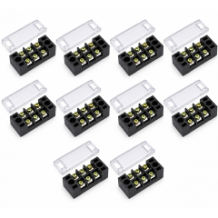 Regleta electrica 3 poli 15A 600V, cu capac, TB-1503, set 10 bucati