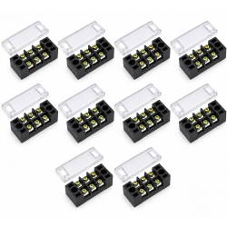 Regleta electrica 3 poli 15A 600V, cu capac, TB-1503, set 10 bucati
