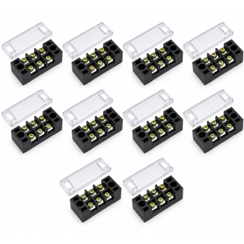 Regleta electrica 3 poli 15A 600V, cu capac, TB-1503, set 10 bucati