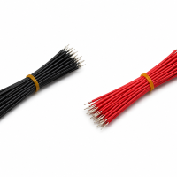 Cablu awg24 rosu si negru 15cm, set 50 bucati, capete dezizolate