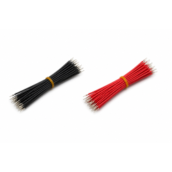 Cablu awg24 rosu si negru 15cm, set 50 bucati, capete dezizolate
