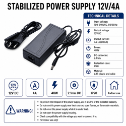 Alimentator 12v 4a stabilizat 48W DC 2.1mm IP20