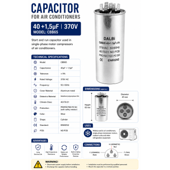 Condensator aparat aer conditionat 40+1.5uF CBB65