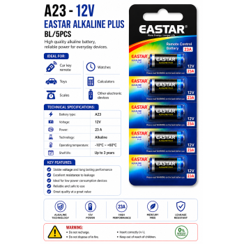 Baterie A23 12V Eastar set 5 bucati alcalina