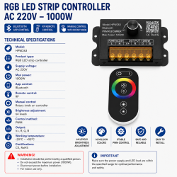 Controller banda led rgb 220v 1000W Bluetooth RF HPW263