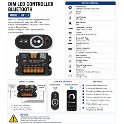 Controler banda led monocolors DIM 5-24V 30A Bluetooth BT101
