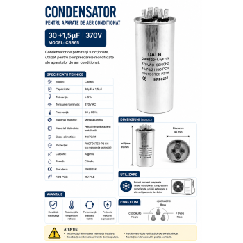 Condensator aparat aer conditionat 30+1.5uF CBB65