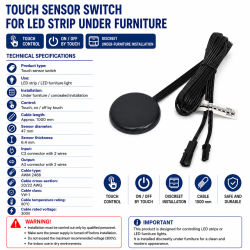 Intrerupator Senzor Touch banda LED mobilier 47mm
