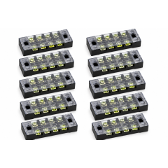 Regleta electrica 5 poli 25A 600V, cu capac, TB-2505, set 10 bucati