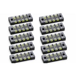 Regleta electrica 5 poli 25A 600V, cu capac, TB-2505, set 10 bucati