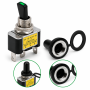 Set intrerupator 12V cu LED verde si capac protectie, ON/OFF, 30A, 3 pini