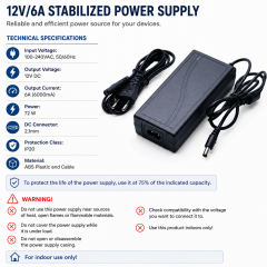 Alimentator 12v 6a stabilizat 72W DC 2.1mm IP20