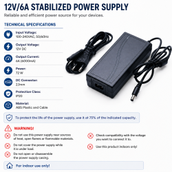 Alimentator 12v 6a stabilizat 72W DC 2.1mm IP20