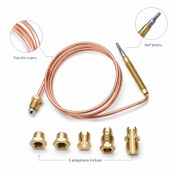 Termocupla aragaz universala 30 cm cu 5 adaptoare, pentru cuptor si centrala termica