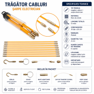 Tragator Cabluri Fibra de Sticla 5m cu Tije Filetate