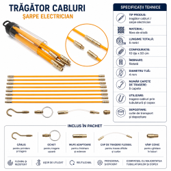 Tragator Cabluri Fibra de Sticla 5m cu Tije Filetate