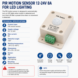 Senzor miscare 12v 24V 8A PIR pentru iluminare LED