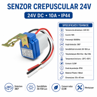 Senzor crepuscular 24v 10A IP44 30-150 Lux