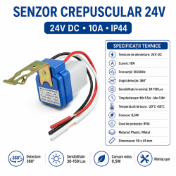 Senzor crepuscular 24v 10A IP44 30-150 Lux
