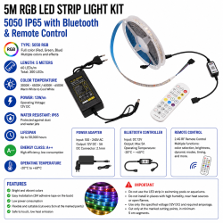 Kit banda led rgb 5m 5050 IP65 Bluetooth telecomanda