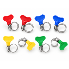 Coliere inox furtun set 8 bucati, strangere rapida tip fluture, 16-25mm