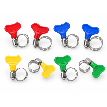 Coliere inox furtun set 8 bucati, strangere rapida tip fluture, 16-25mm