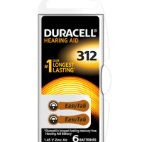 Baterii duracell 312 zinc air 1.45V set 6 bucati