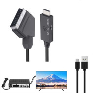 Cablu HDMI tata-SCART tata 1m si cablu USB de alimentare