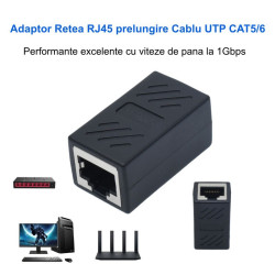 Adaptor prelungire cablu internet RJ45 CAT5/6 mama-mama