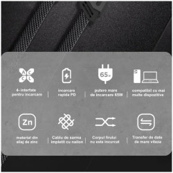 Cablu de date 4 in 1 super fast PD 27W, USB 65W, 1.2m