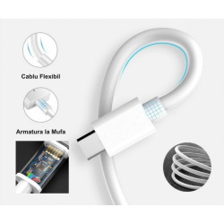 Cablu usb c fast charge tip C la tip C 1m alb, 5A PD