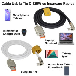 Cablu super fast charging tip C 120W, silicon, 1m CA-8833