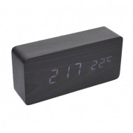 Ceas lemn – LED alb, afisaj digital si design modern negru