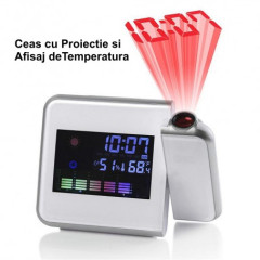 Ceas cu proiectie pe tavan afisaj meteo si termometru