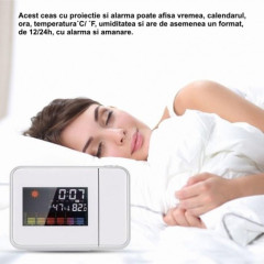 Ceas cu proiectie pe tavan afisaj meteo si termometru