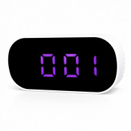 Ceas LED mov oval oglinda doua nivele de intensitate lumina