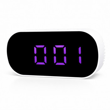 Ceas LED mov oval oglinda doua nivele de intensitate lumina