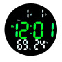 Ceas de camera rotund LED verde-alb cu temperatura si alarma