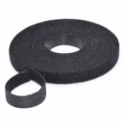 Banda arici autoadeziva Velcro 10mm x 5m, neagra, pentru cabluri